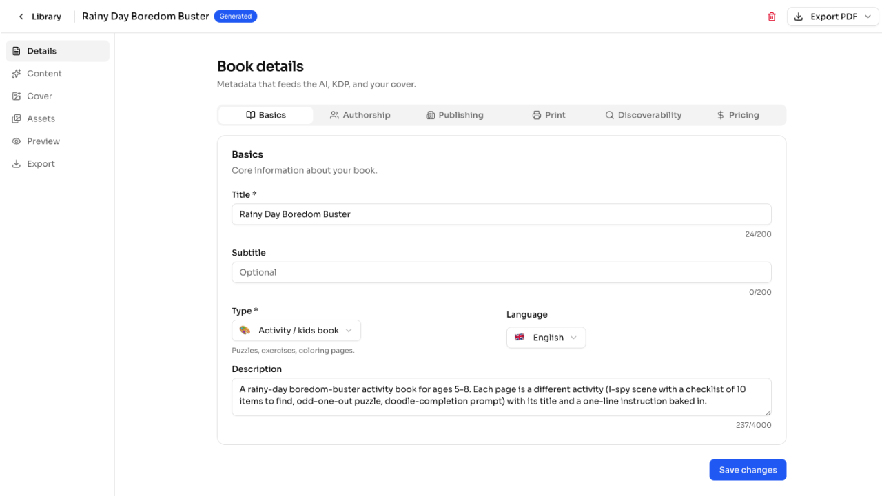 Book workshop — content editor